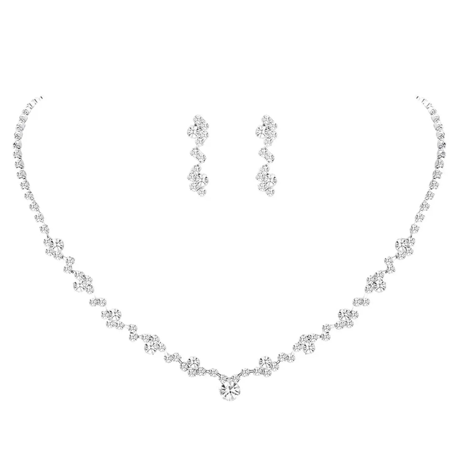 Full-Rhinestone Claw Chain Water Drop Pendant Necklace