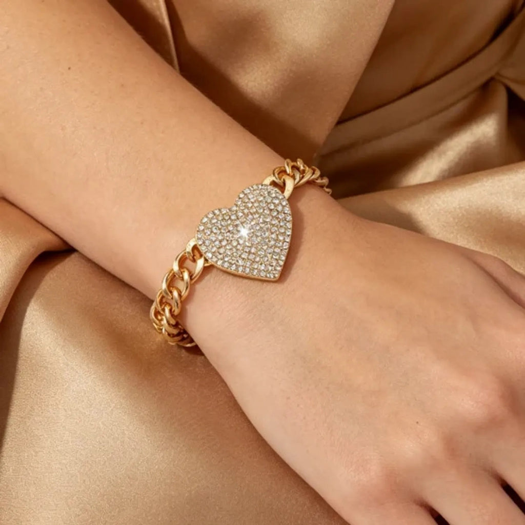 Full Rhinestone Retro Heart-Shaped Bracelet