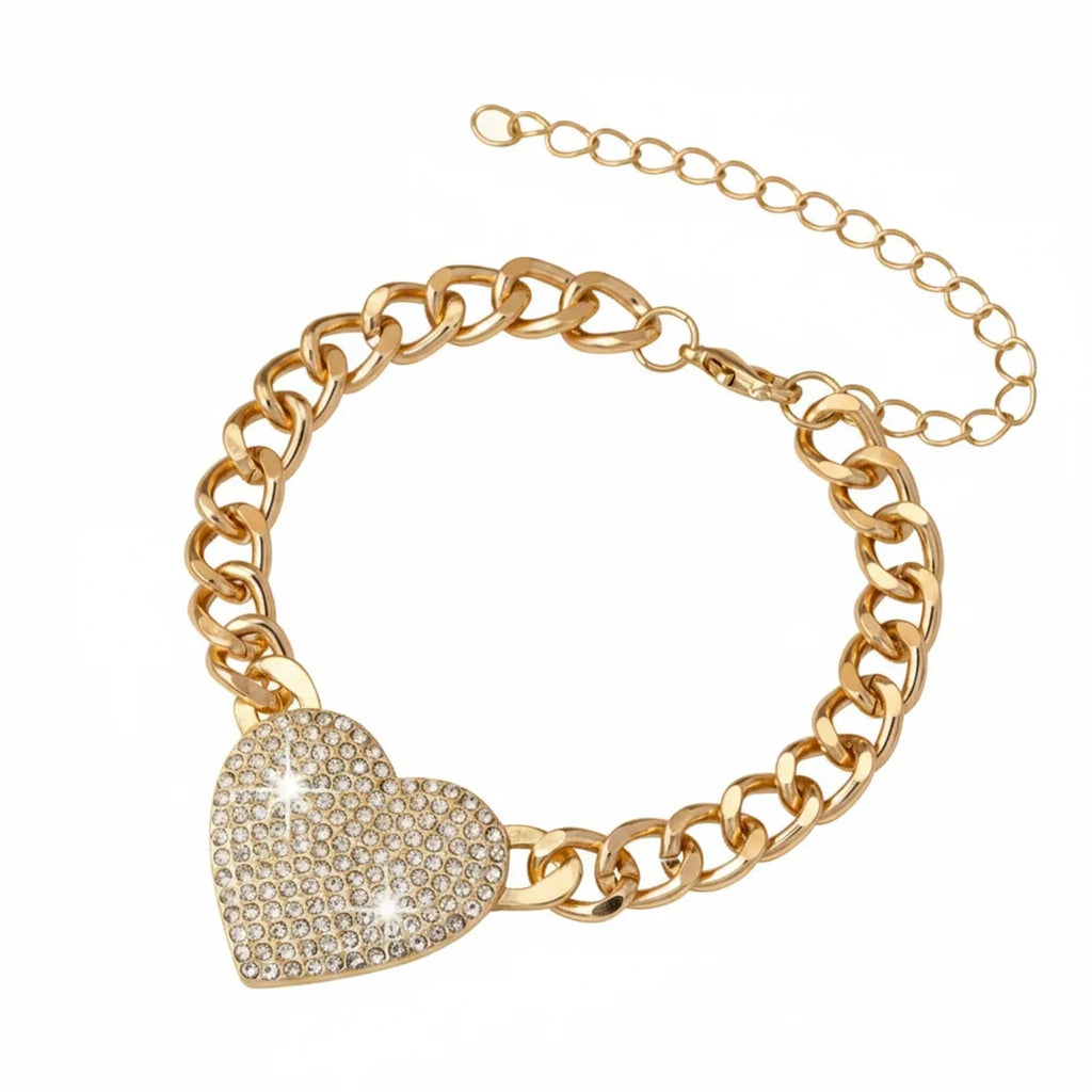 Full Rhinestone Retro Heart-Shaped Bracelet