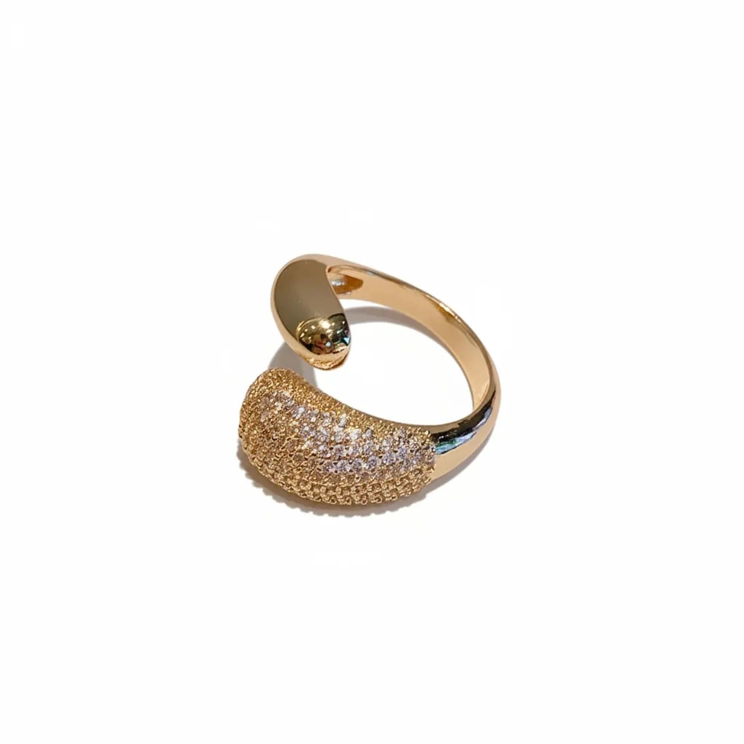 Fully Diamond Zircon Open Ring — Korean Light Luxury