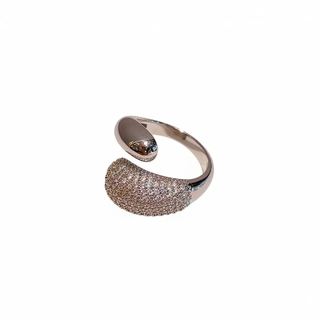 Fully Diamond Zircon Open Ring — Korean Light Luxury
