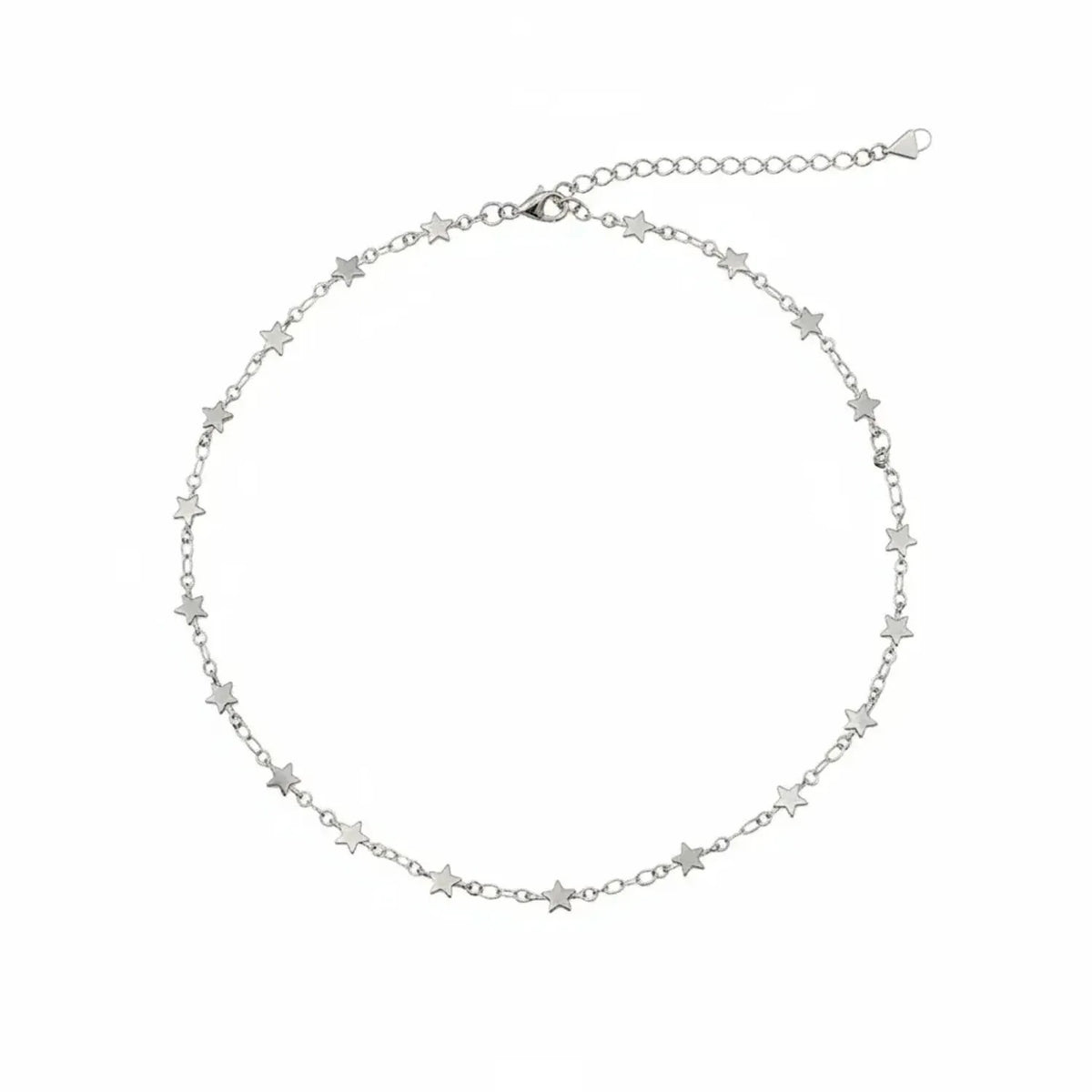 Galaxy Double-Layer Star Pendant Necklace, Plated Brass Layered Chain
