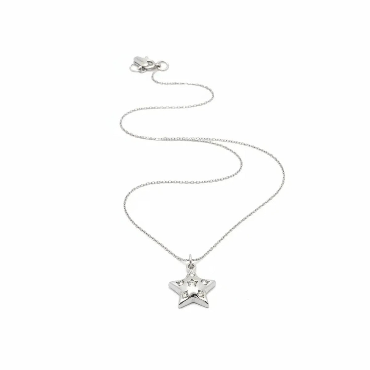 Galaxy Double-Layer Star Pendant Necklace, Plated Brass Layered Chain