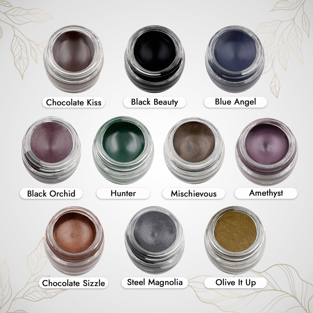 Stay Put Gel Eyeliner - 10 shades chart
