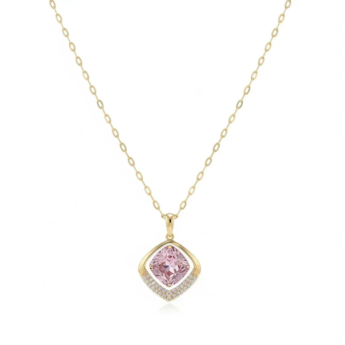 Geometric Crystal Pendant Choker Necklace Titanium Steel Water Wave Chain