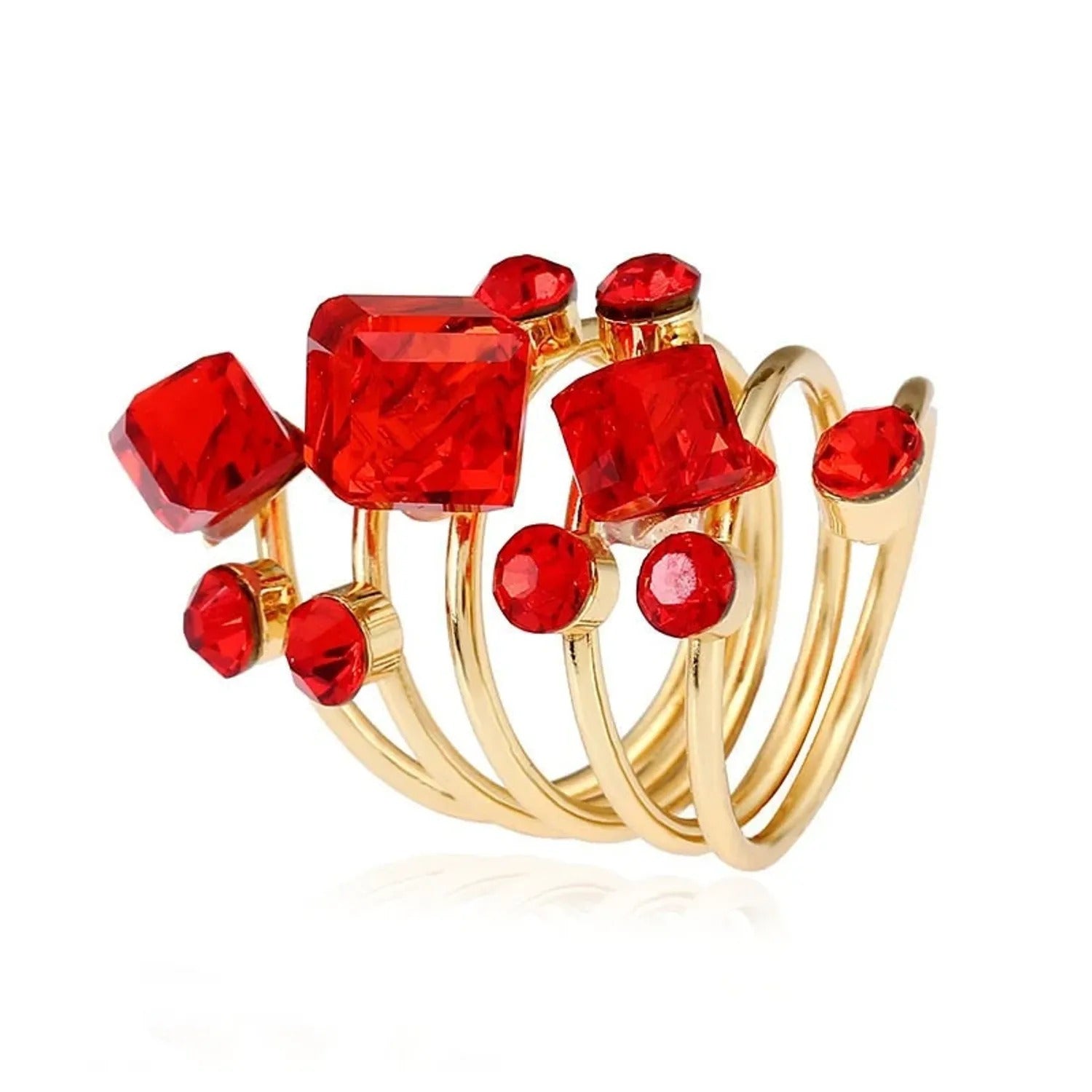 Geometric Cubic Crystal Open Ring