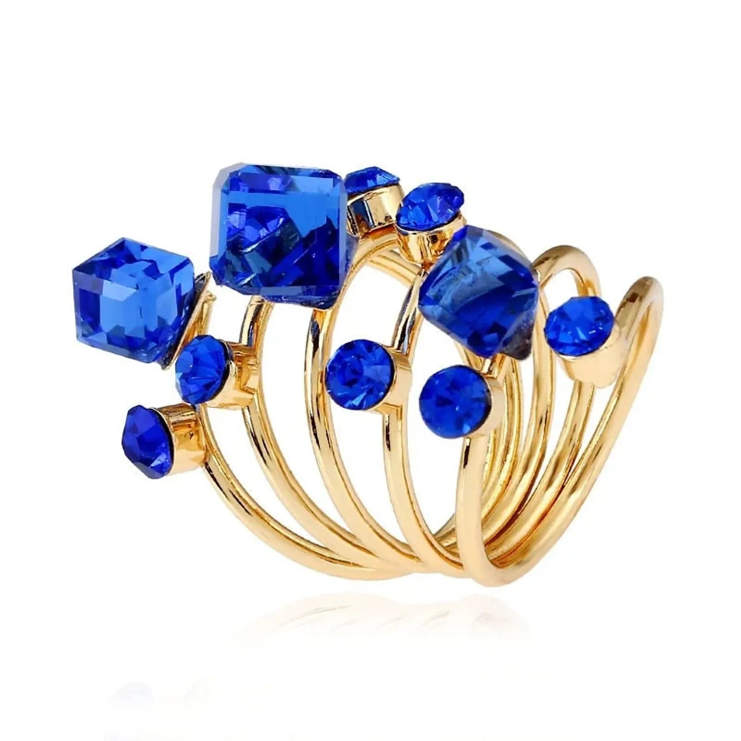 Geometric Cubic Crystal Open Ring