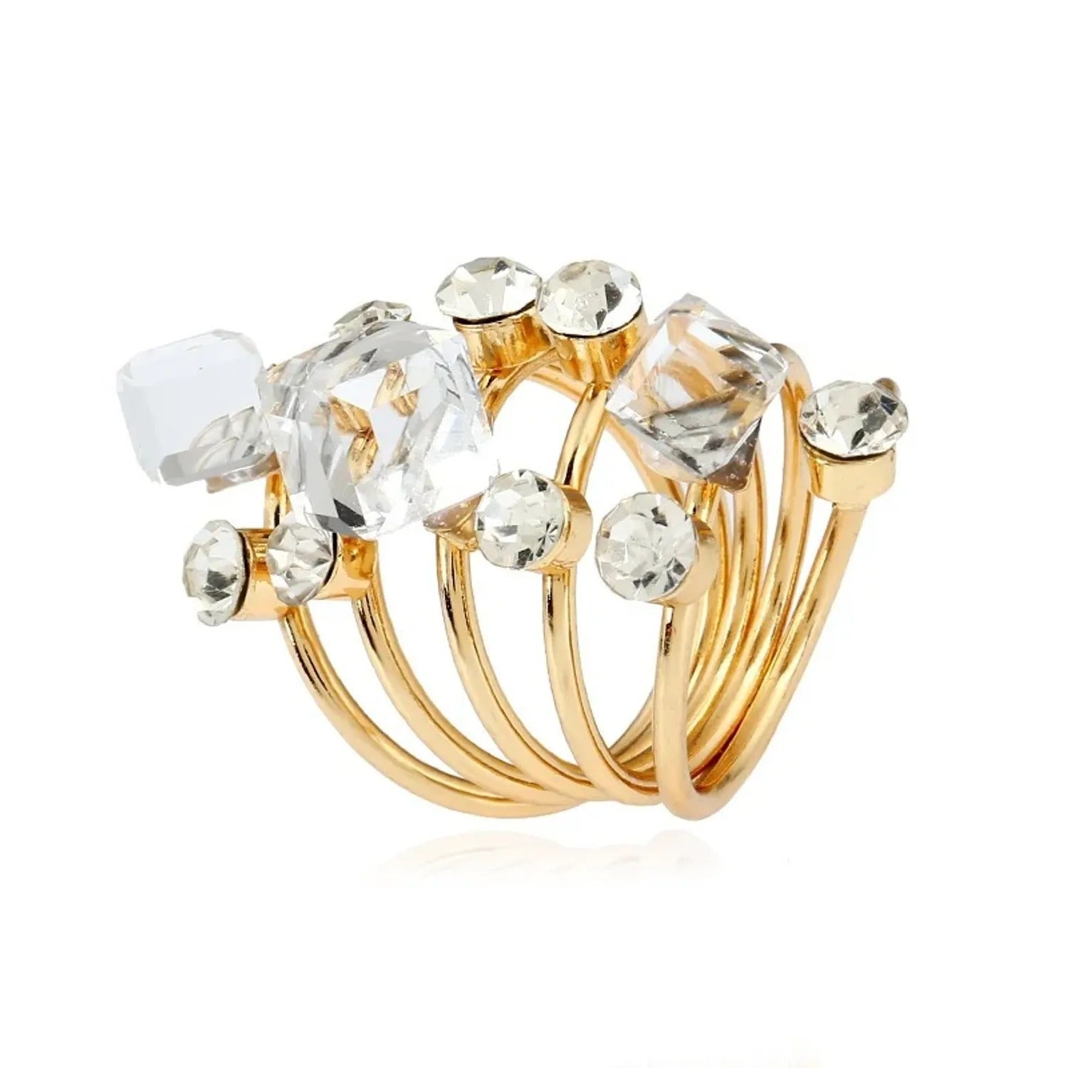 Geometric Cubic Crystal Open Ring