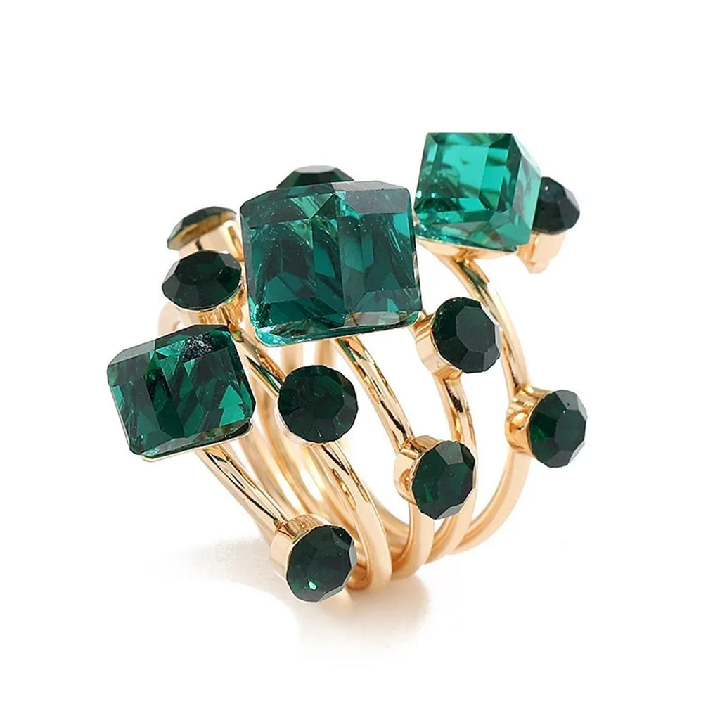 Geometric Cubic Crystal Open Ring