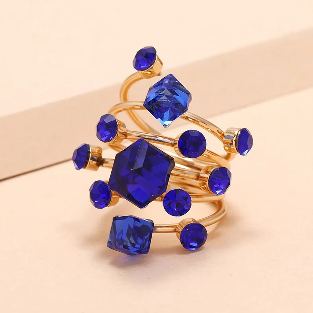 Geometric Cubic Crystal Open Ring