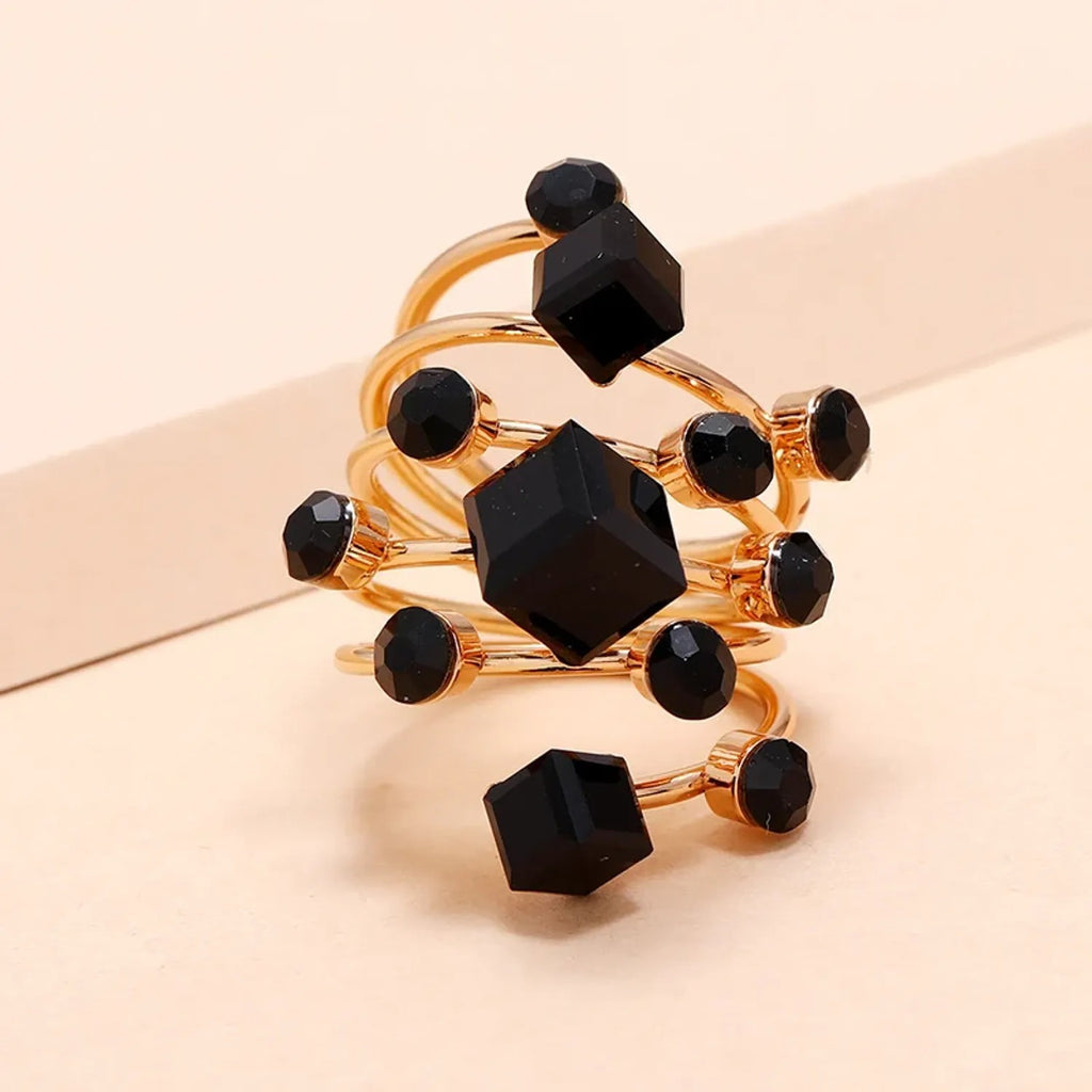 Geometric Cubic Crystal Open Ring