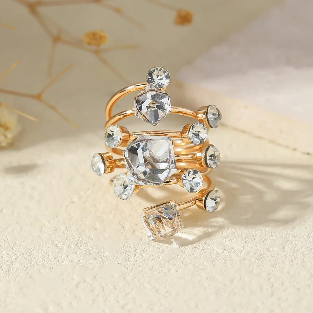 Geometric Cubic Crystal Open Ring