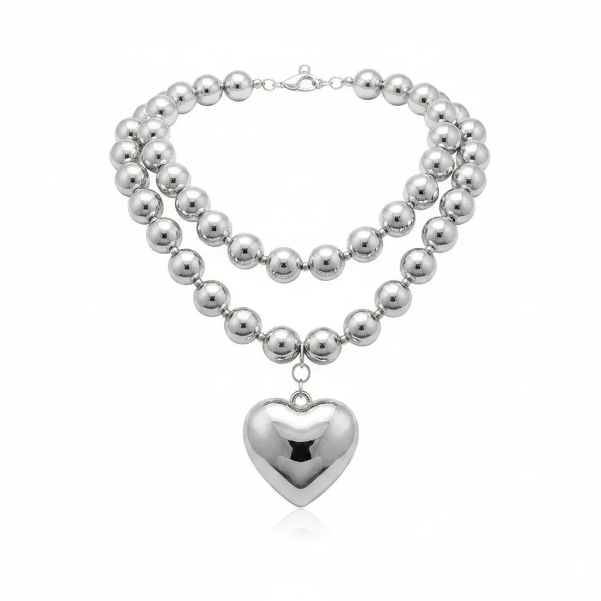 Geometric Metal Heart Choker Necklace and Earrings Jewelry Set