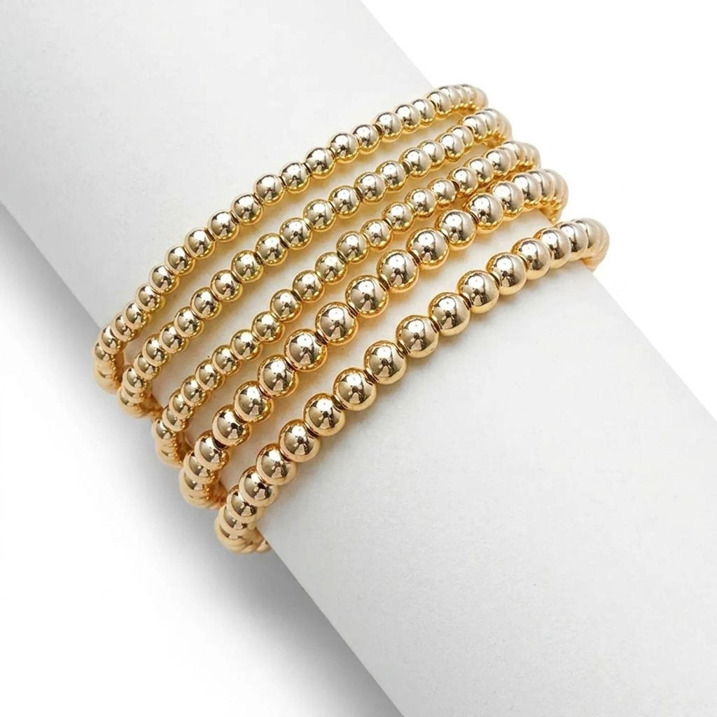 Gold Bead Bracelet Stack, 5-Piece Set - Gold Bracelets for Women