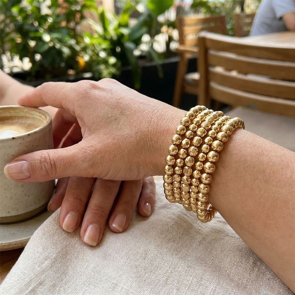 Gold Bead Bracelet Stack, 5-Piece Set - Gold Bracelets for Women — lifestyle