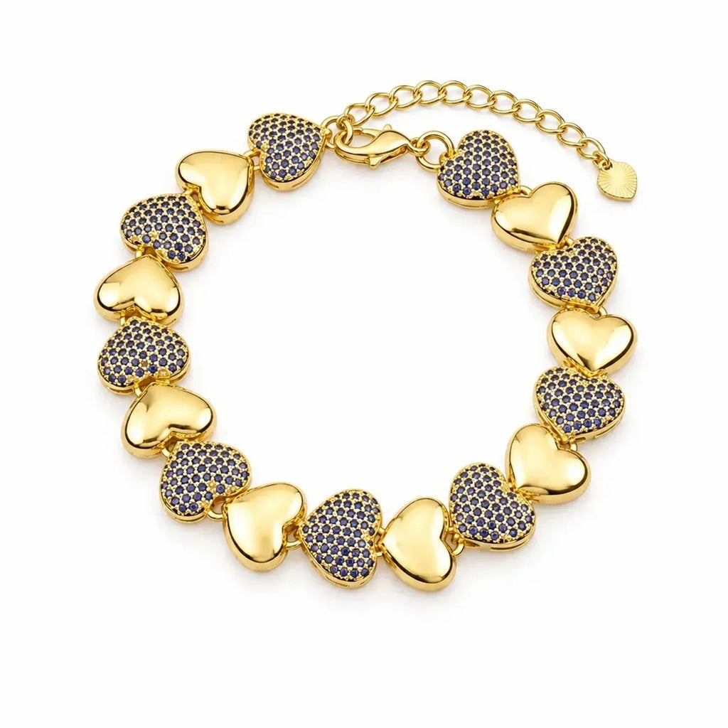 Gold Bracelets for Women - Electroplated Heart Bracelet with Cubic Zirconia