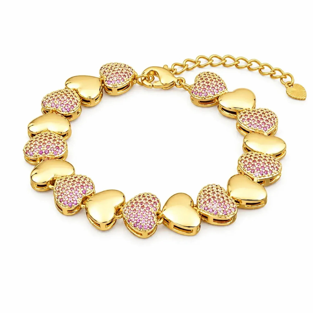 Gold Bracelets for Women - Electroplated Heart Bracelet with Cubic Zirconia