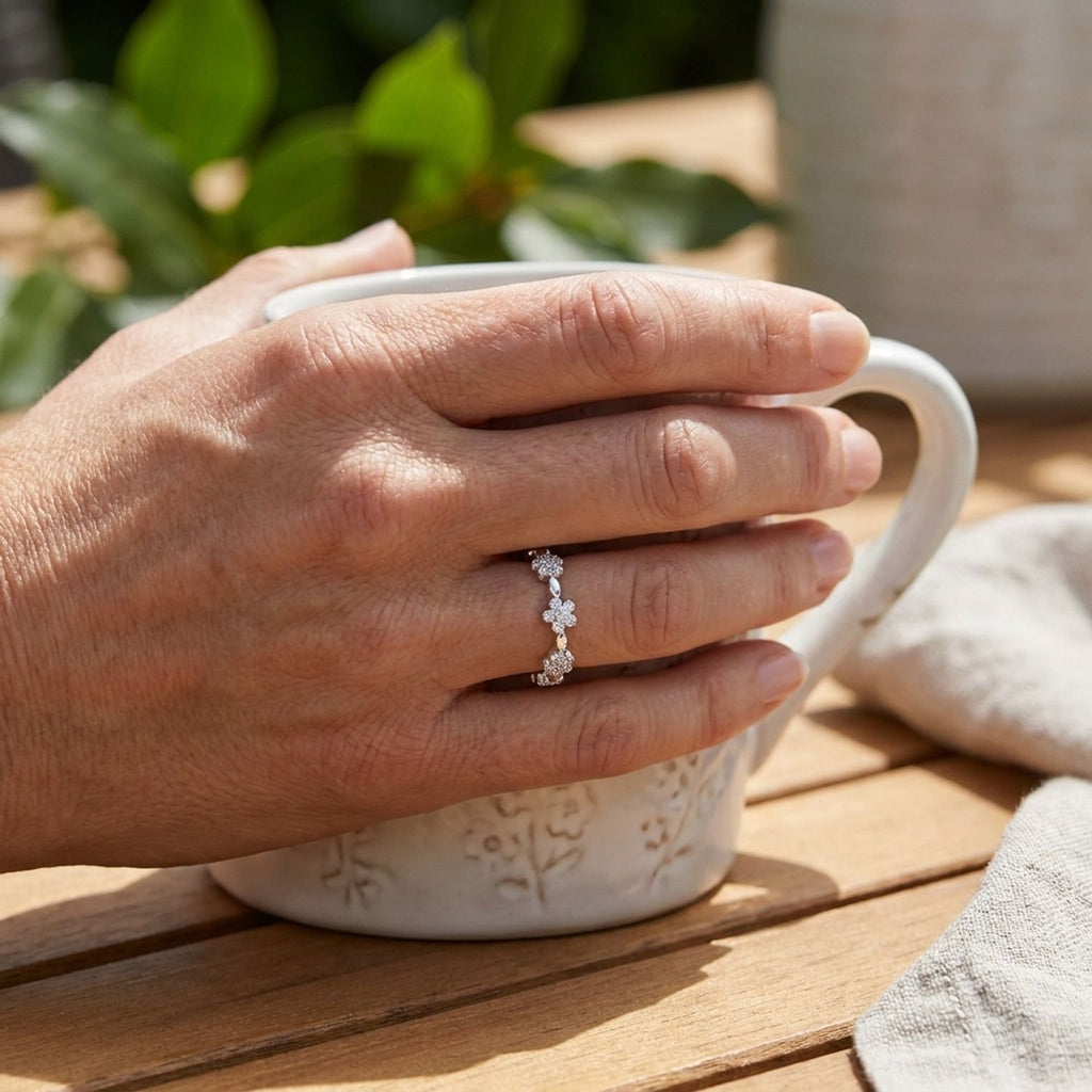 Gold-Plated Firework & Flower Statement Ring, Fixed Size — lifestyle
