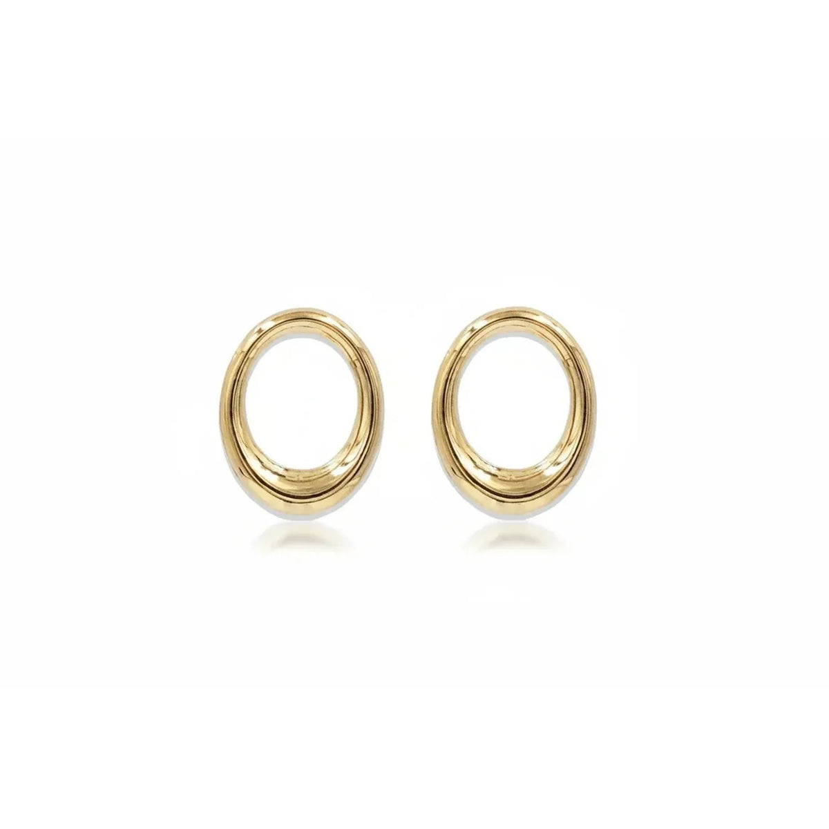 Gold Plated Glossy Oval Gold Hoop Earrings for Women