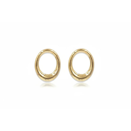 Gold Plated Glossy Oval Gold Hoop Earrings for Women
