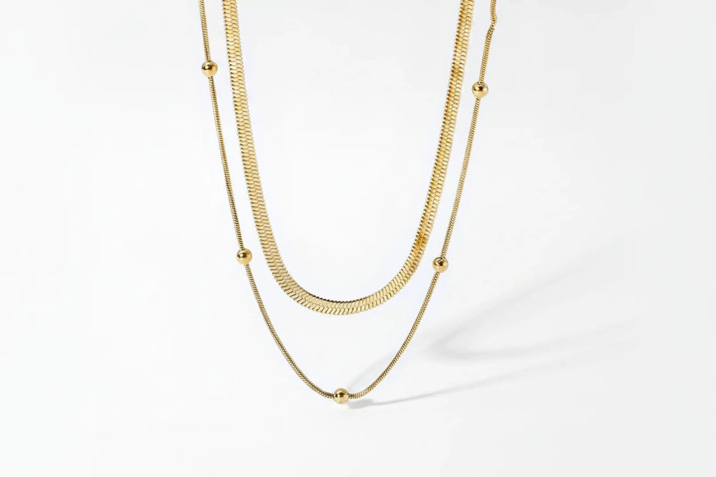 Gold-Plated Titanium Steel Layered Necklace – Tarnish-Free Women's Jewelry