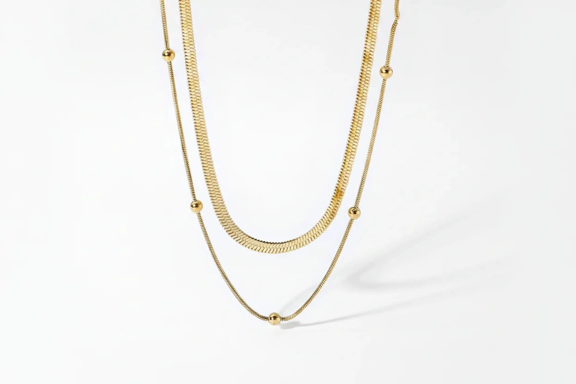 Gold-Plated Titanium Steel Layered Necklace – Tarnish-Free Women's Jewelry