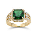 Gold-Tone Square Crystal Sugar Ring for Women, Electroplated Copper Jewelry