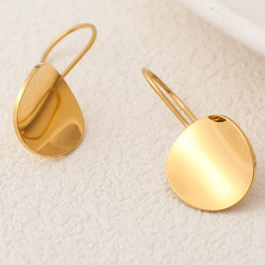 Golden Metal-Plated Geometric Hoop Earrings