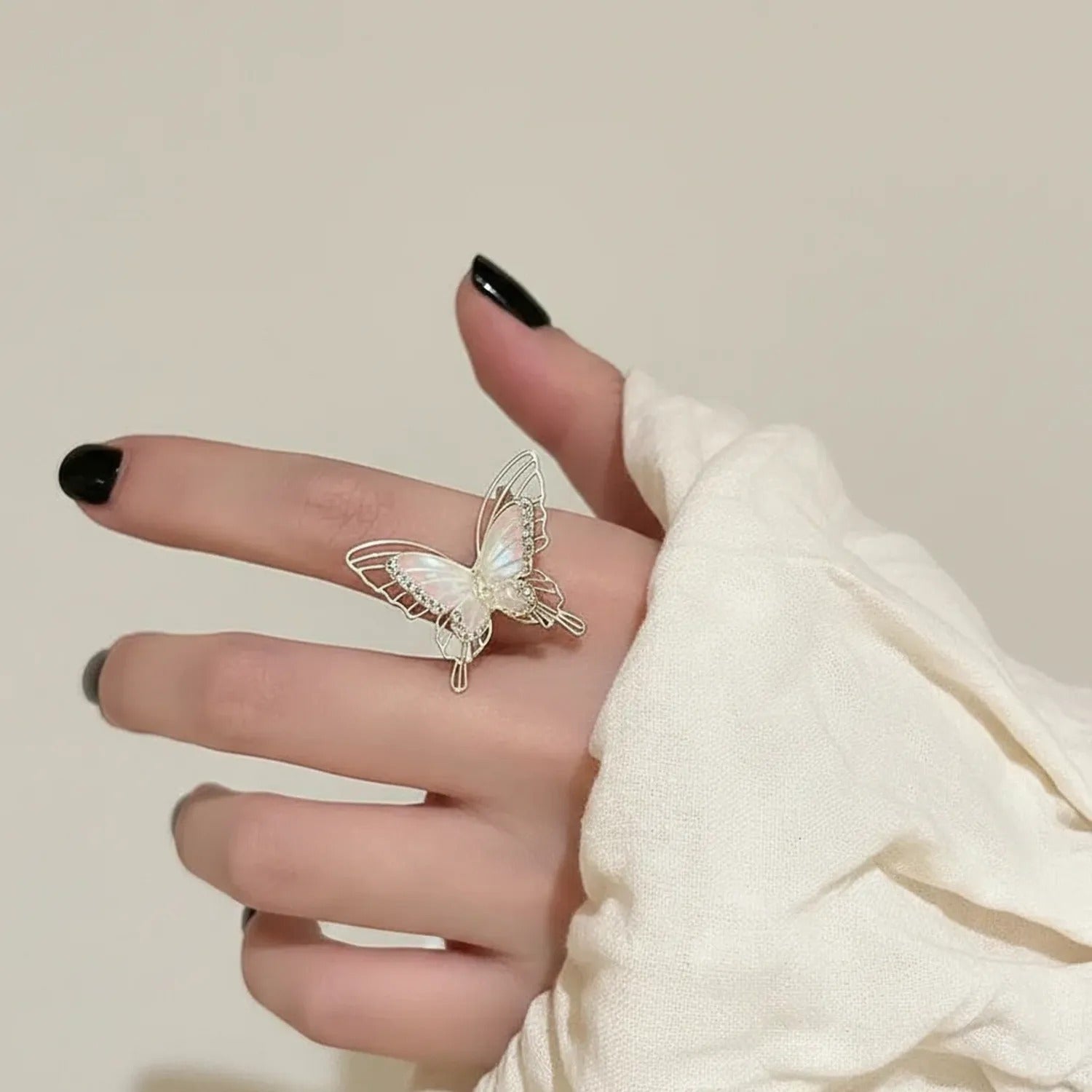 Gradient Butterfly Zircon Adjustable Ring