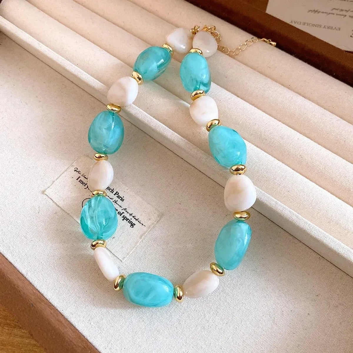 Handmade Colorful Beaded Clavicle Necklace for Women - Summer Beach Alloy Pendant Jewelry