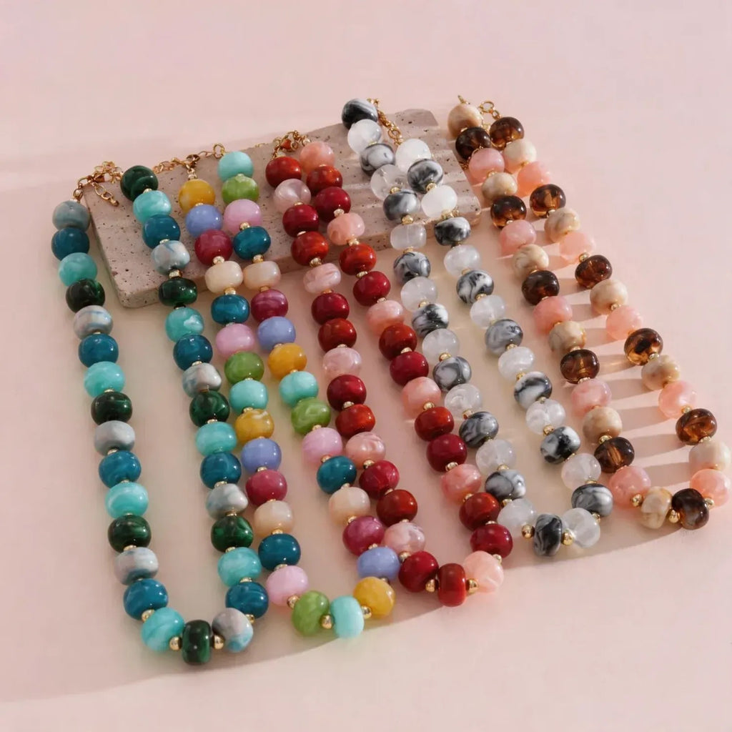 Handmade Colorful Beaded Clavicle Necklace for Women - Summer Beach Alloy Pendant Jewelry