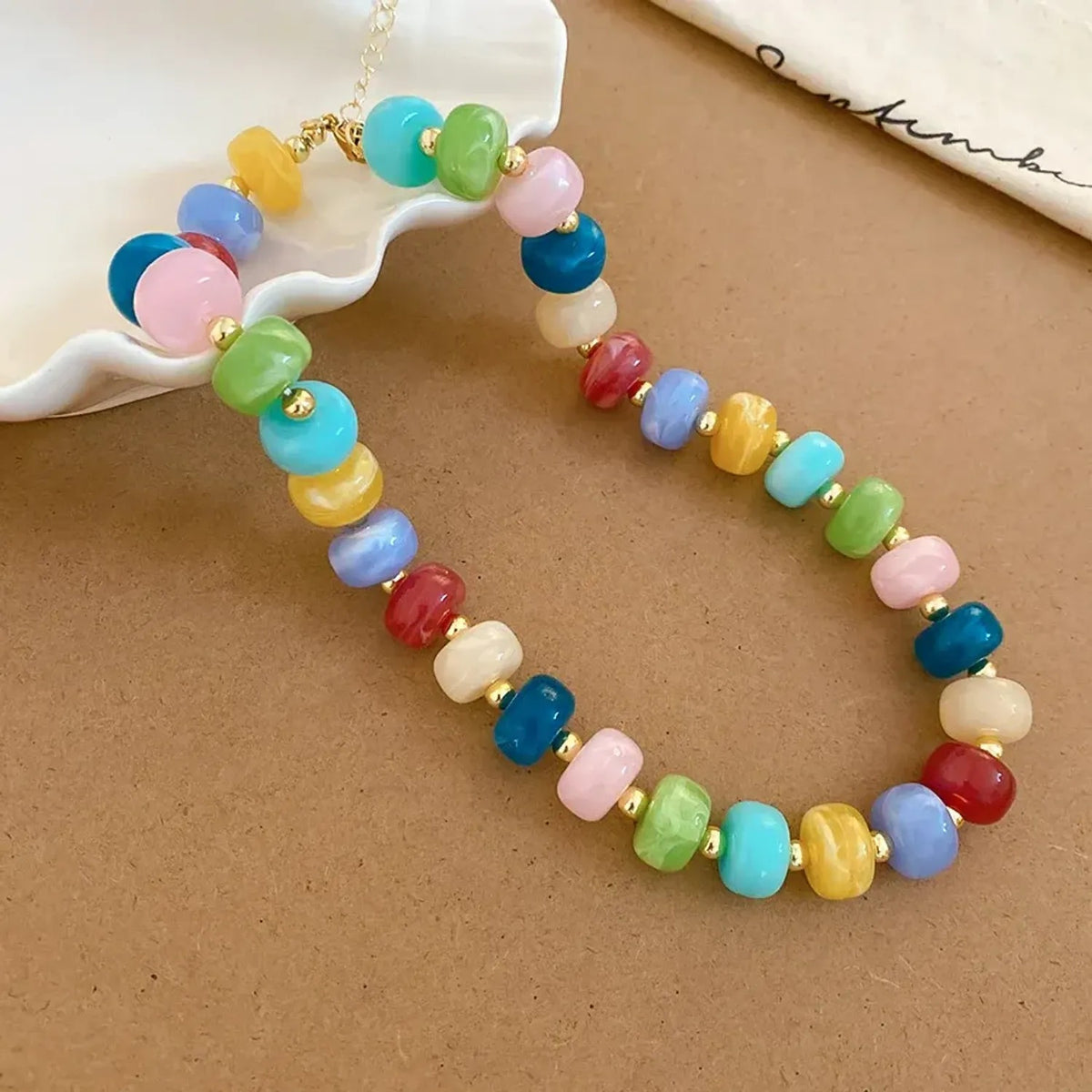 Handmade Colorful Beaded Clavicle Necklace for Women - Summer Beach Alloy Pendant Jewelry