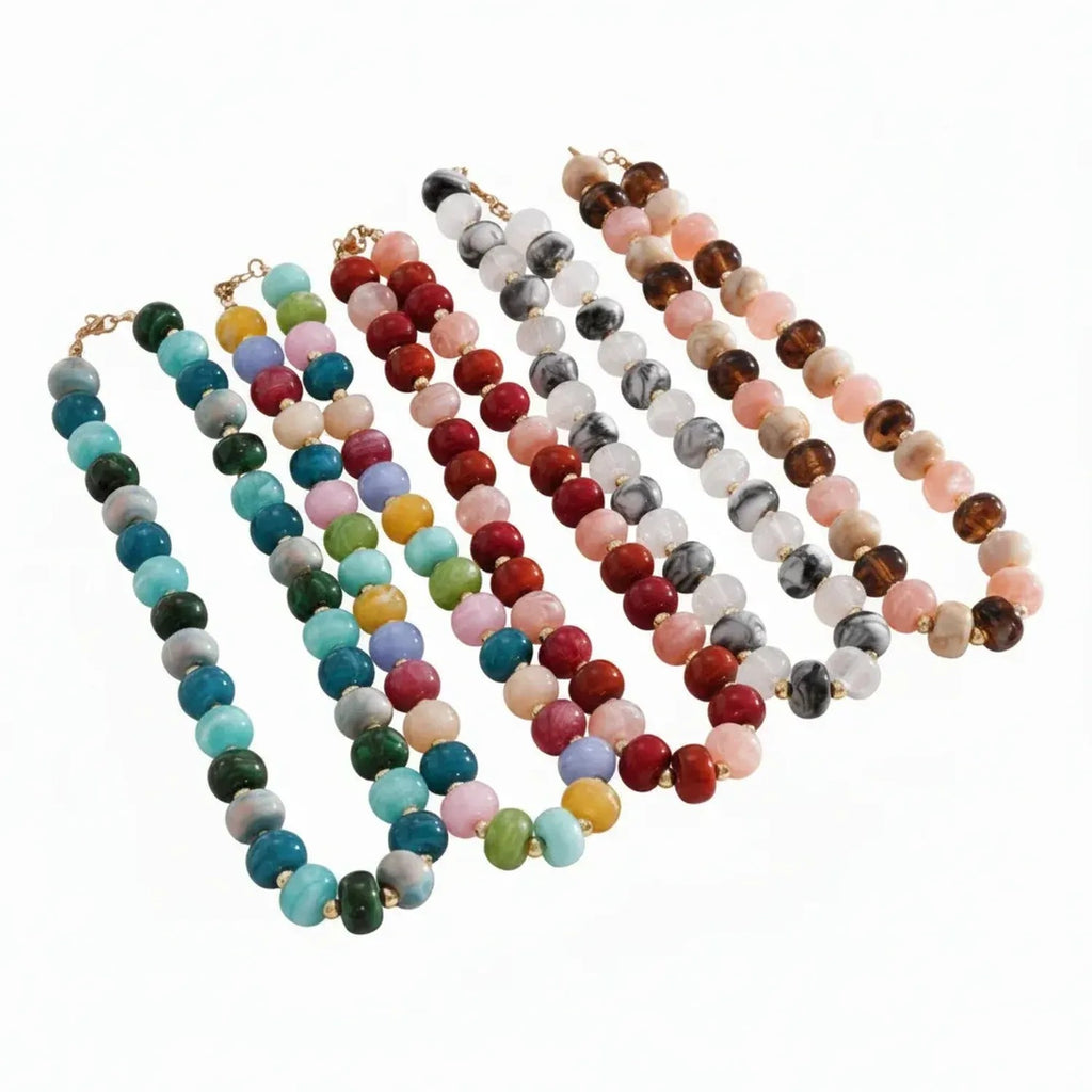 Handmade Colorful Beaded Clavicle Necklace - Summer Beach Alloy Pendant Choker