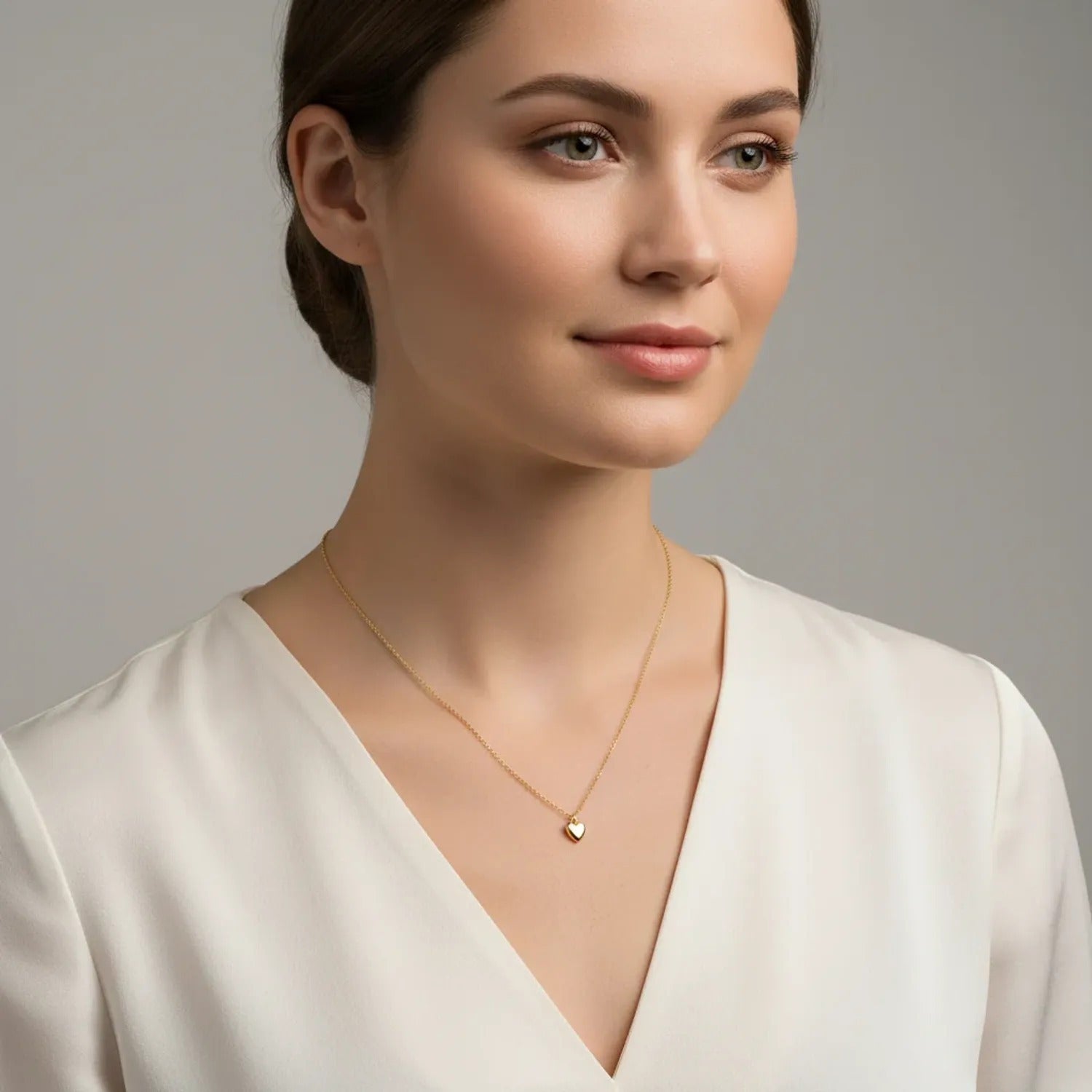 Heart-Shaped Polished Pendant Clavicle Necklace