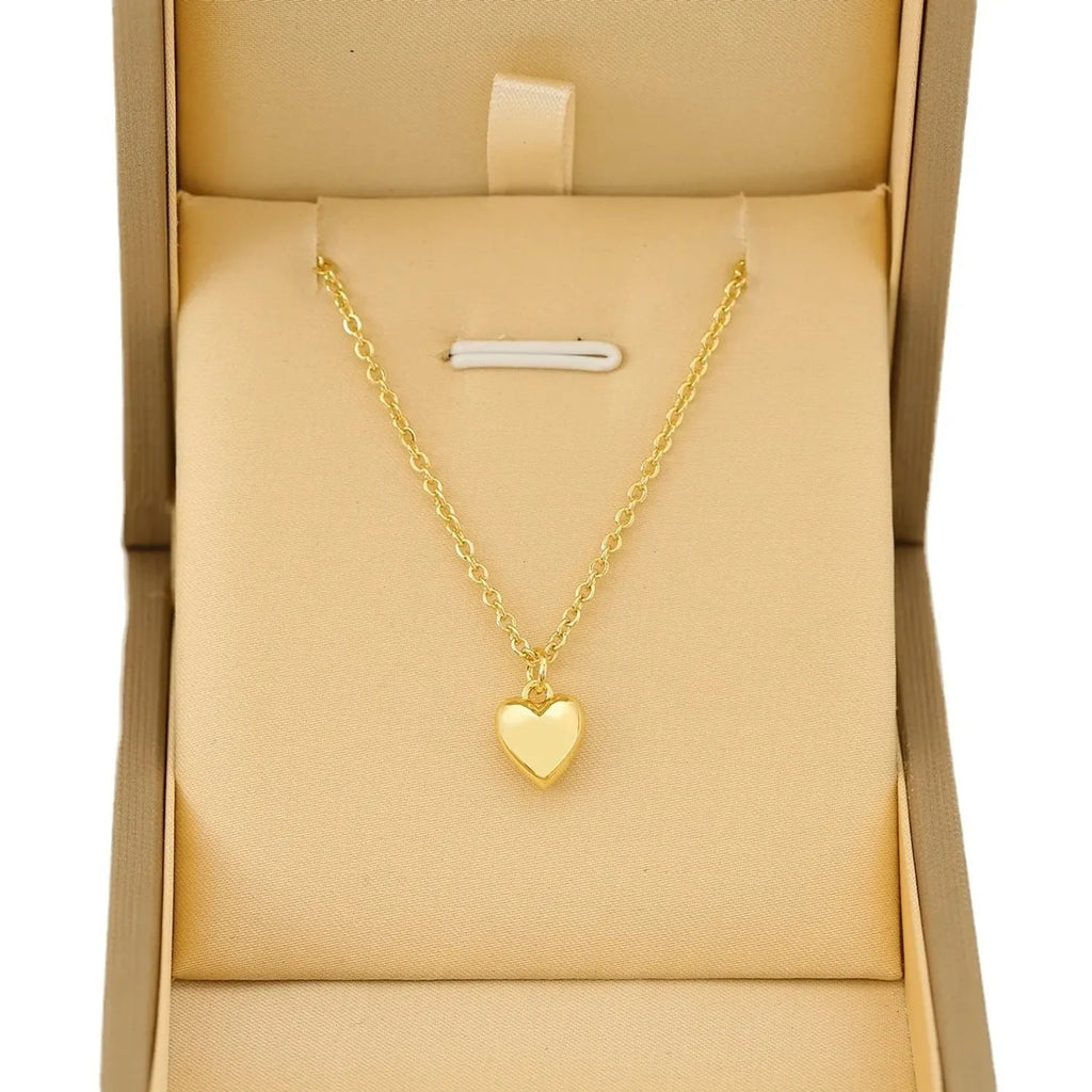Heart-Shaped Polished Pendant Clavicle Necklace