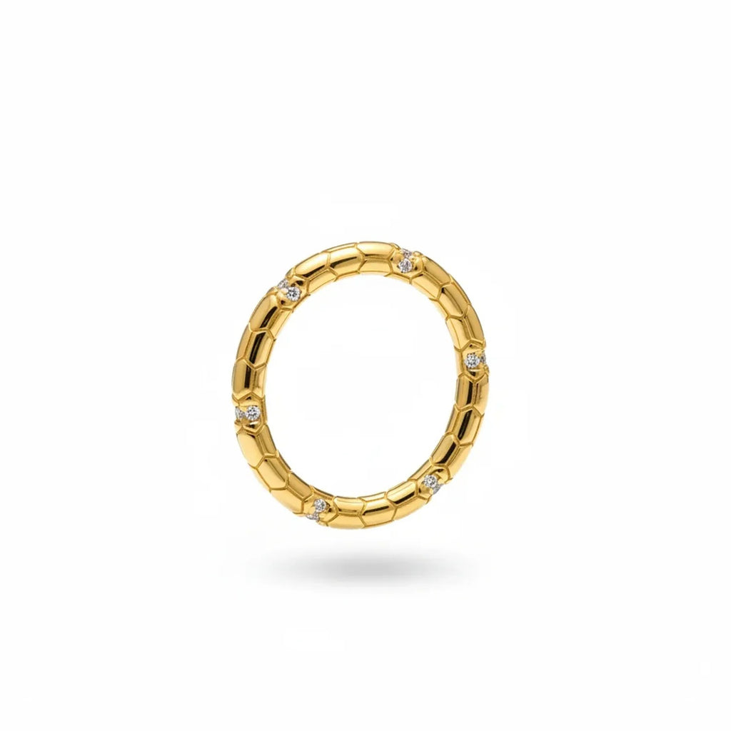 Hollow Textured Wide Band Ring