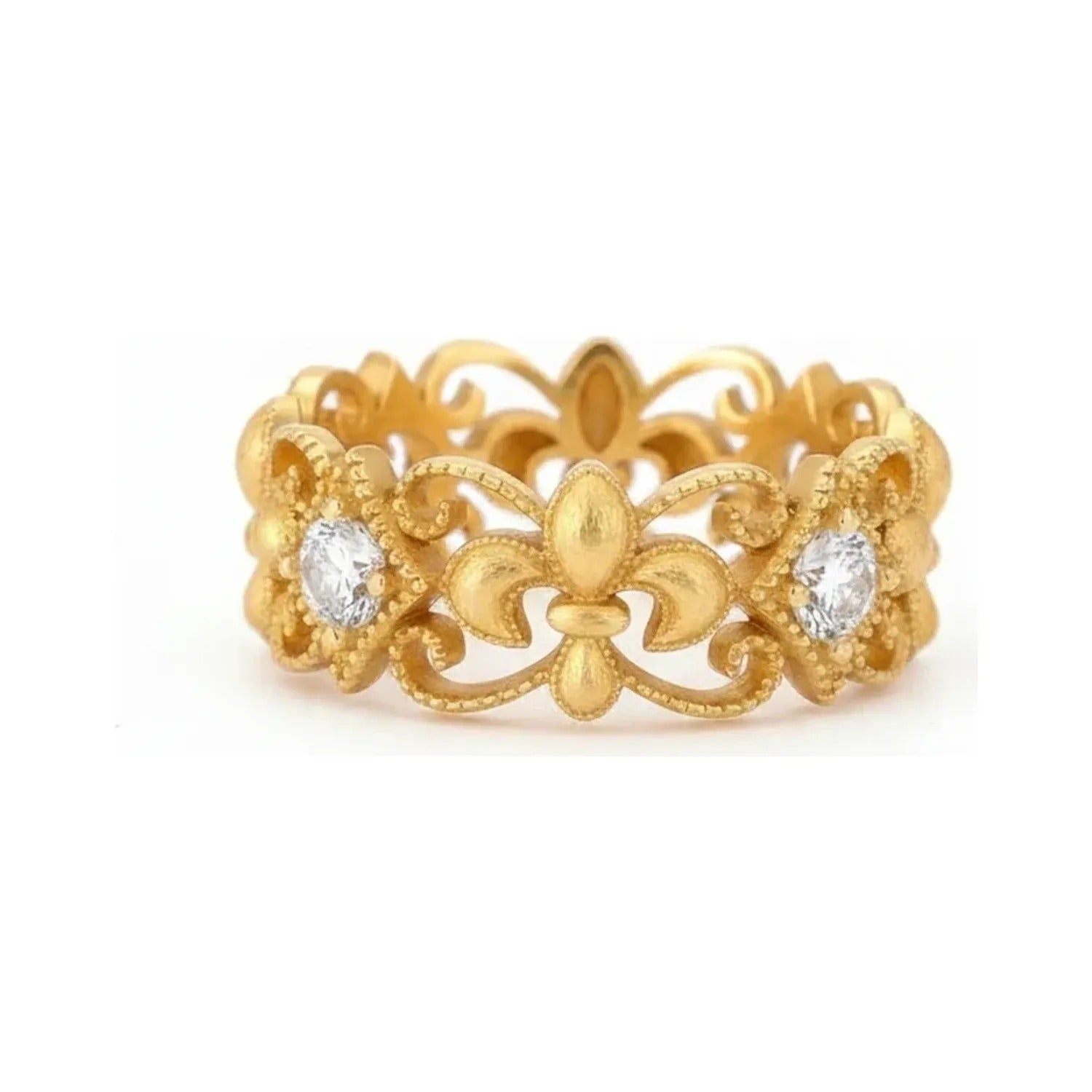 Hollow Textured Wide Band Ring