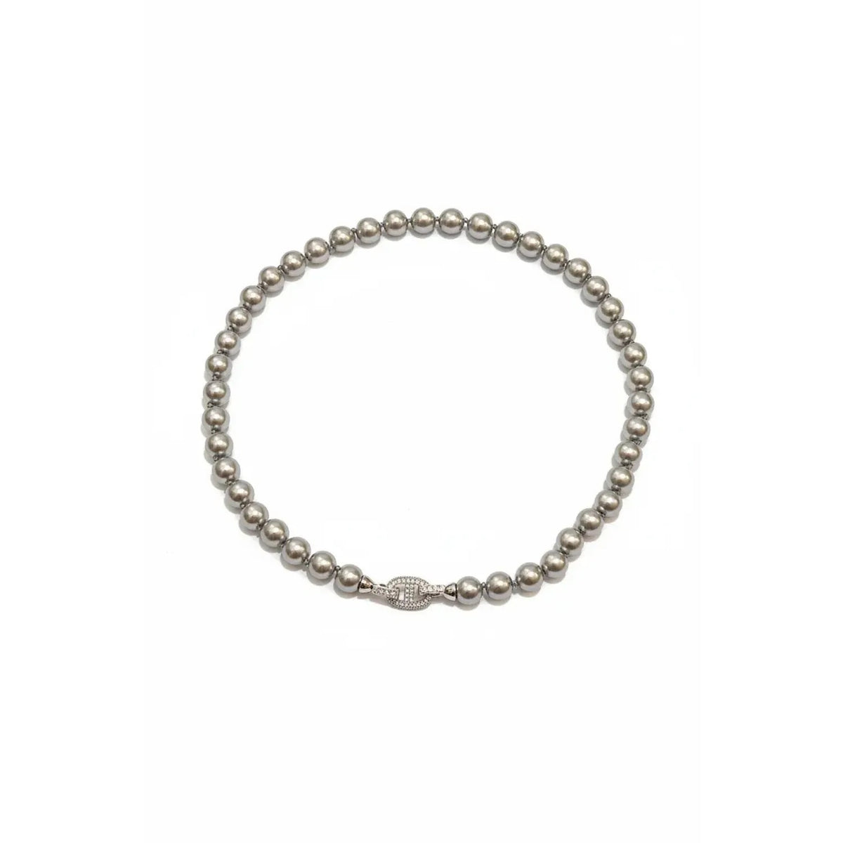 Horseshoe Clasp Faux Pearl Sweater Chain Necklace
