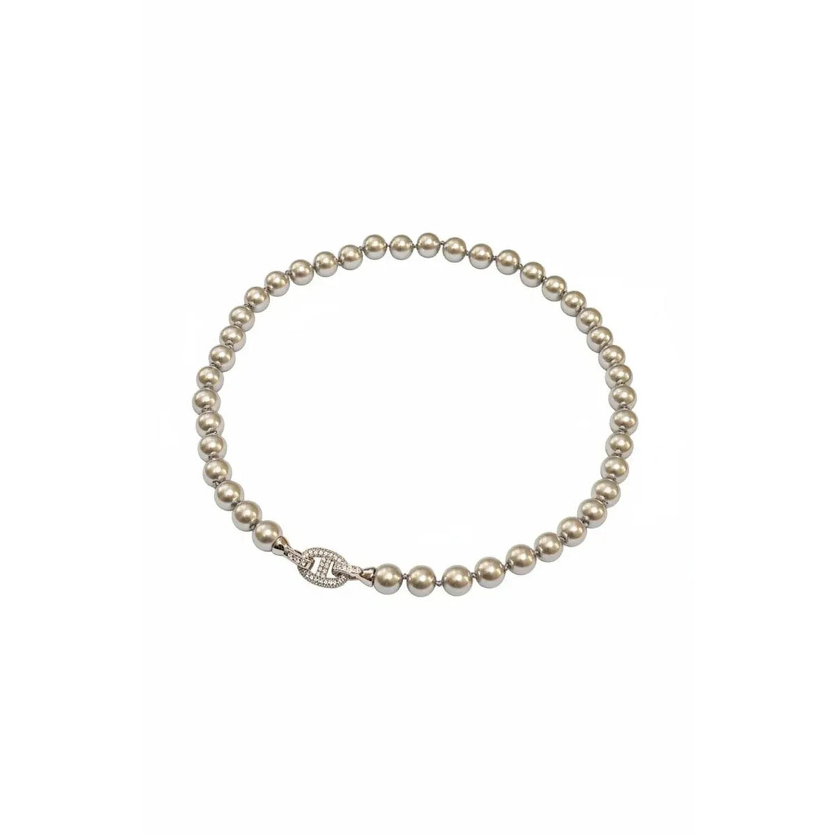 Horseshoe Clasp Faux Pearl Sweater Chain Necklace
