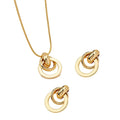 Hot Selling Cross-border European American Jewelry Set, Geometric Smooth Metal Design Necklace & Matching Earrings, Premium Versatile Daily Neck Ear Ornaments For Women