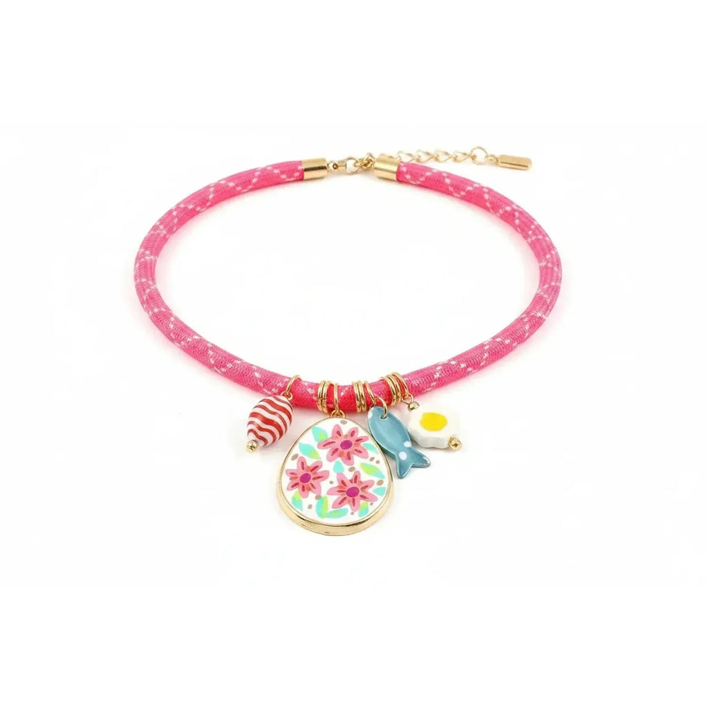 Island Bloom Layered Resin Flower Necklace (Pairs with Gold Chain)