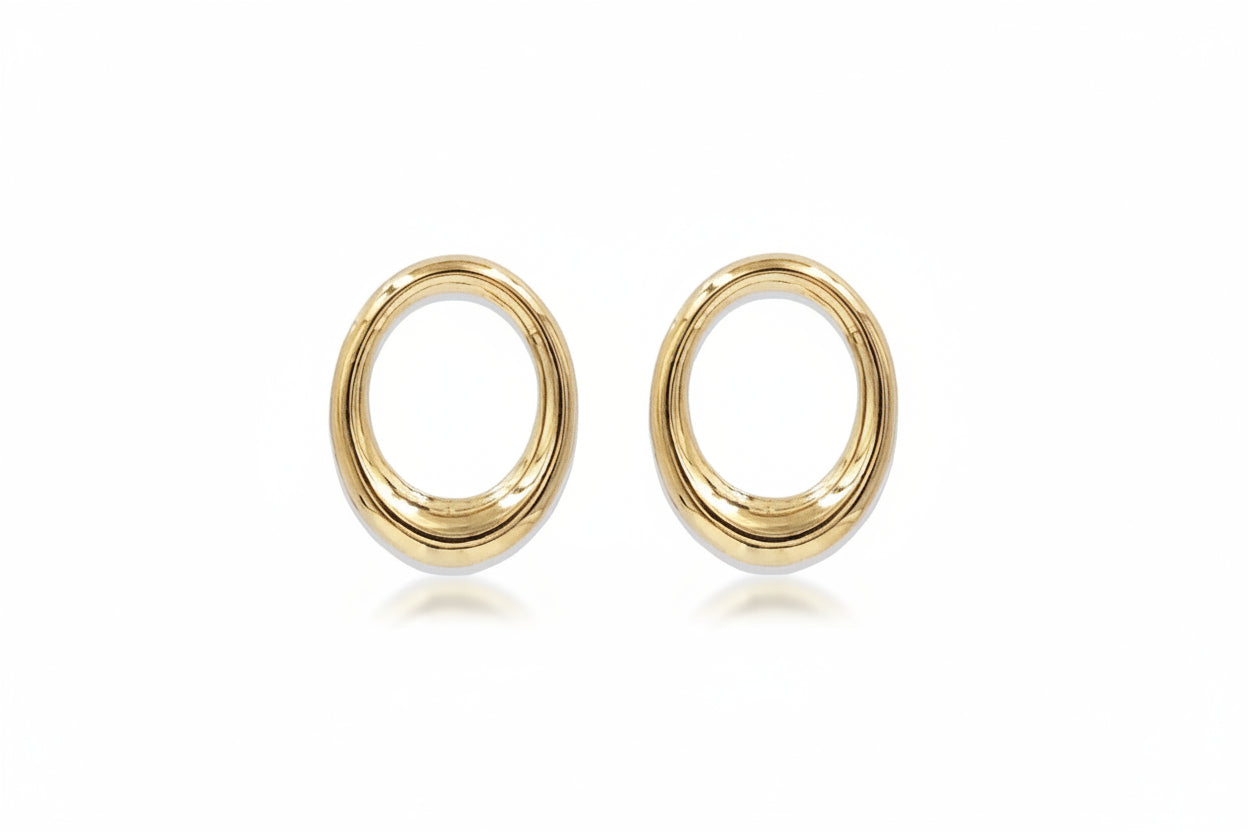 Jinduoyuan Glossy Oval Hoop Earrings