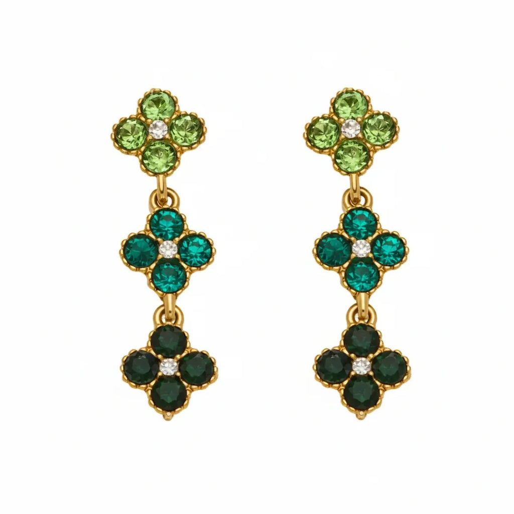 June Moshang Colored Zircon Four-Leaf Clover Jewelry Set (TXP533)