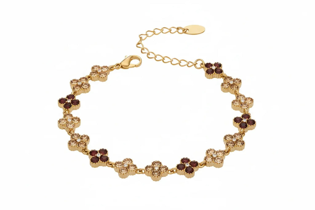 June Moshang Colored Zircon Four-Leaf Clover Jewelry Set (TXP533)