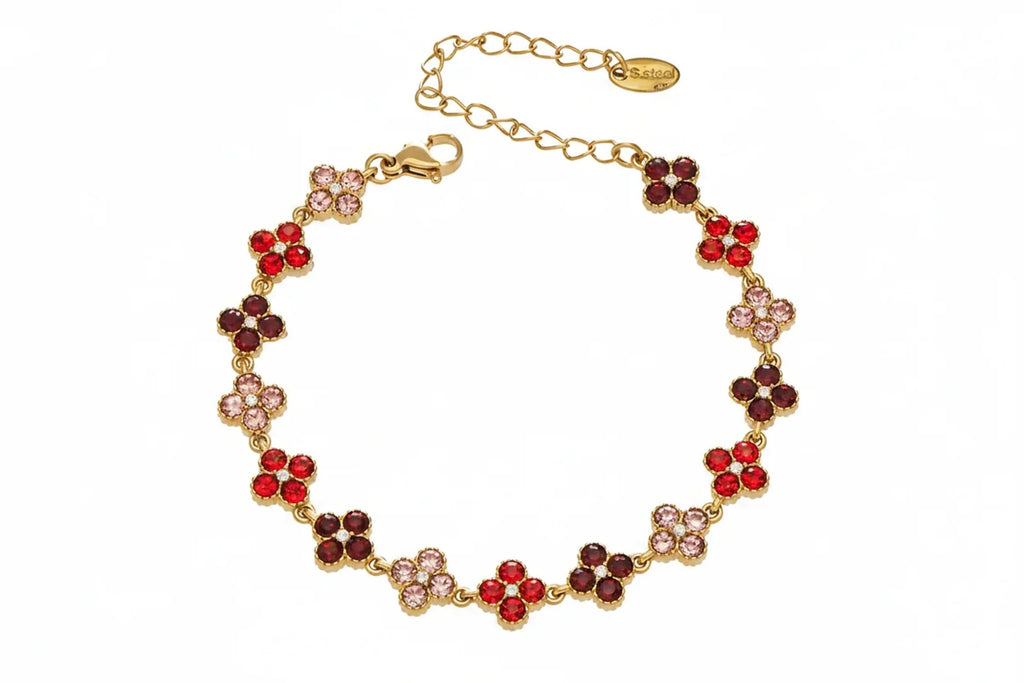 June Moshang Colored Zircon Four-Leaf Clover Jewelry Set (TXP533)