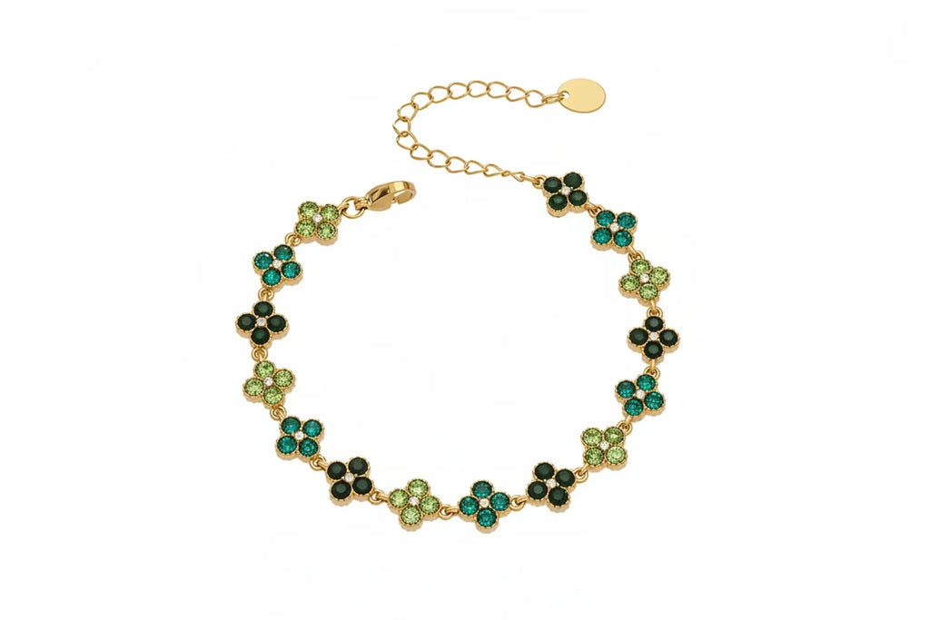 June Moshang Colored Zircon Four-Leaf Clover Jewelry Set (TXP533)