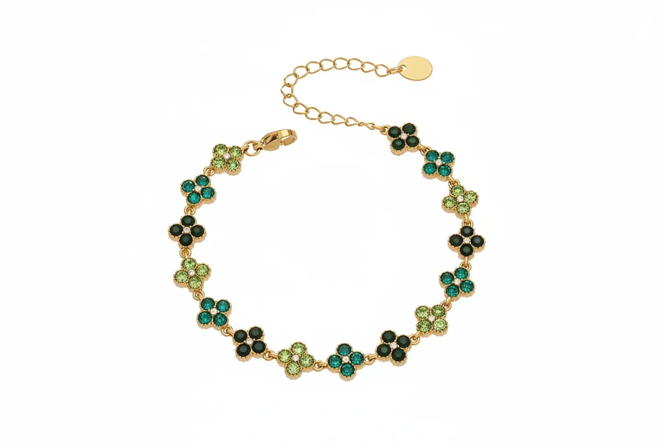 June Moshang Colored Zircon Four-Leaf Clover Jewelry Set (TXP533)