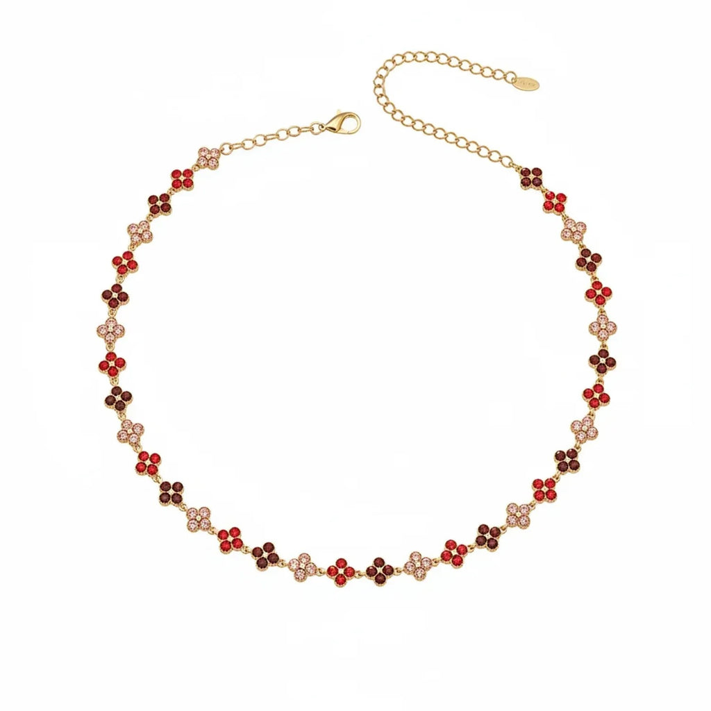 June Moshang Colored Zircon Four-Leaf Clover Jewelry Set (TXP533)