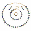 June Moshang Colored Zircon Four-Leaf Clover Jewelry Set (TXP533)