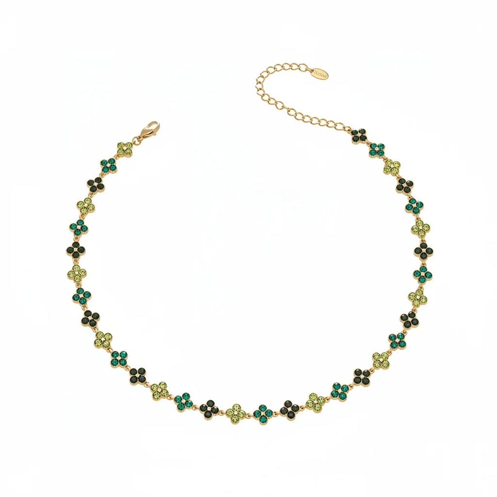 June Moshang Colored Zircon Four-Leaf Clover Jewelry Set (TXP533)